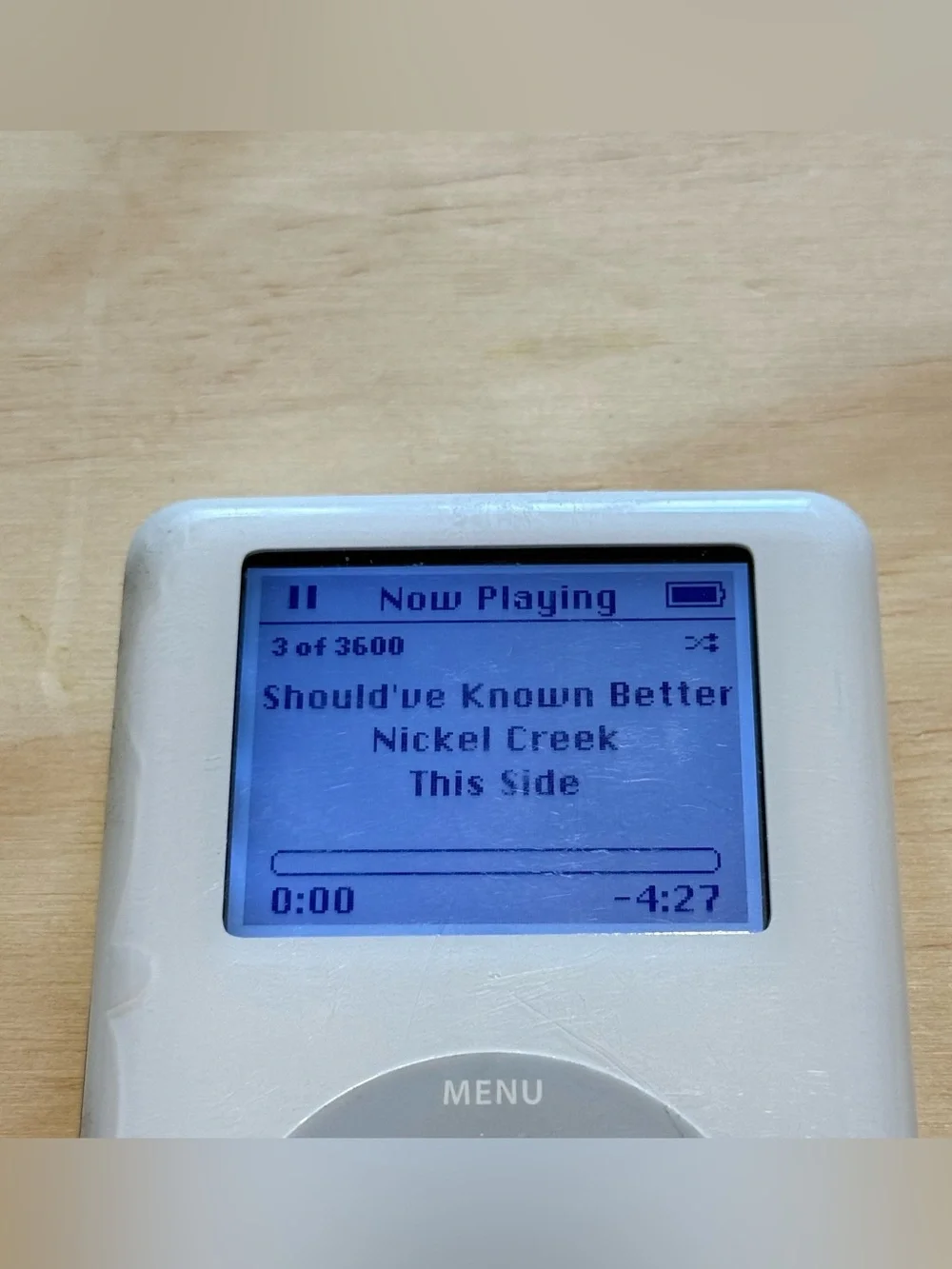 iPod Classic 4thGen 20GB Wht Model:A1059 Tested Good Battery 10-12hr w/3600Song!